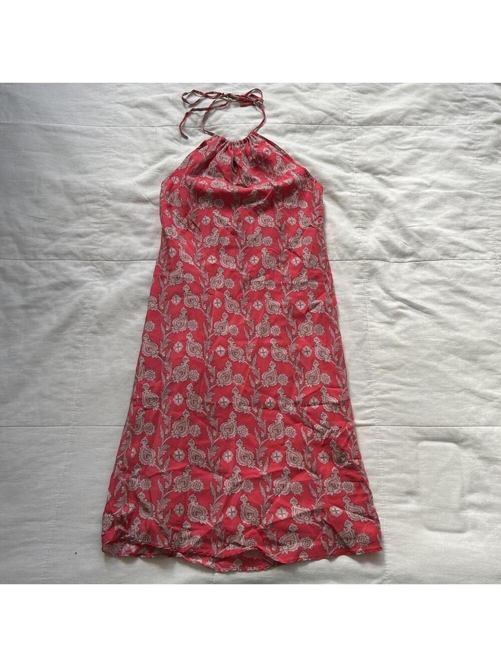 Y2K Gap silk pink paisley halter neck dress Size XXS - Picture 4 of 7
